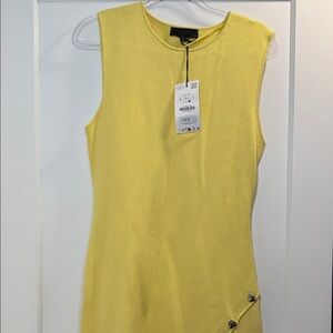 Zara Yellow IRREGULAR BUTTON KNIT
DRESS
